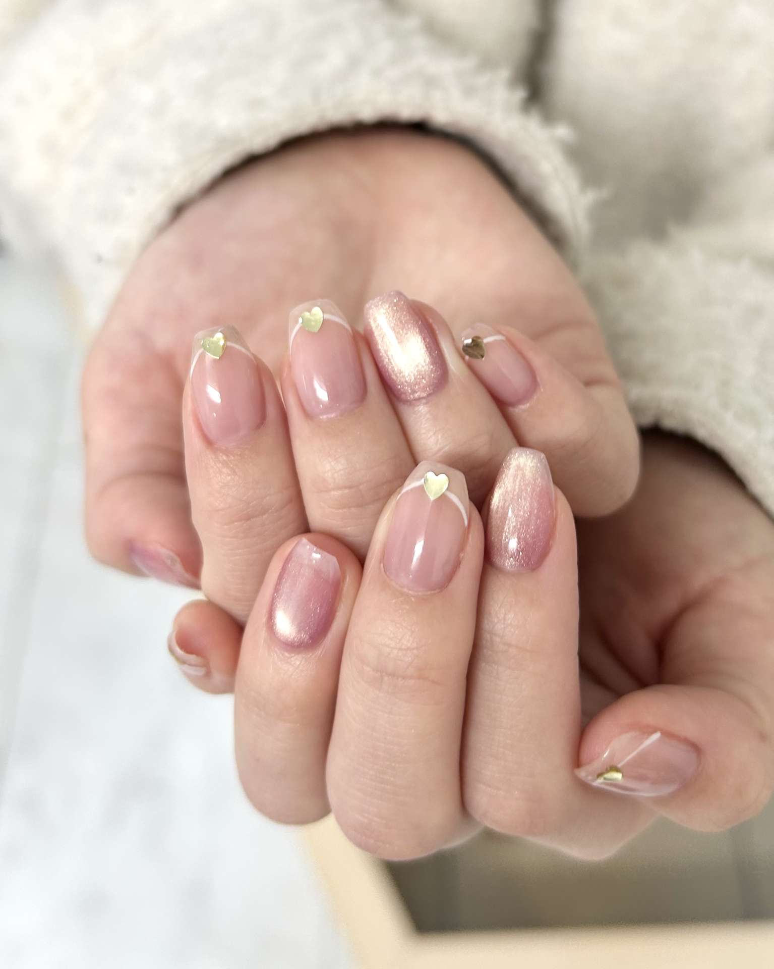 柏ネイル♡うるうるマグネットのバレンタインネイル